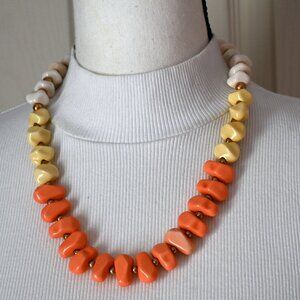 Vibrant Orange Yellow White Sherbet Color Pallette Bead Necklace